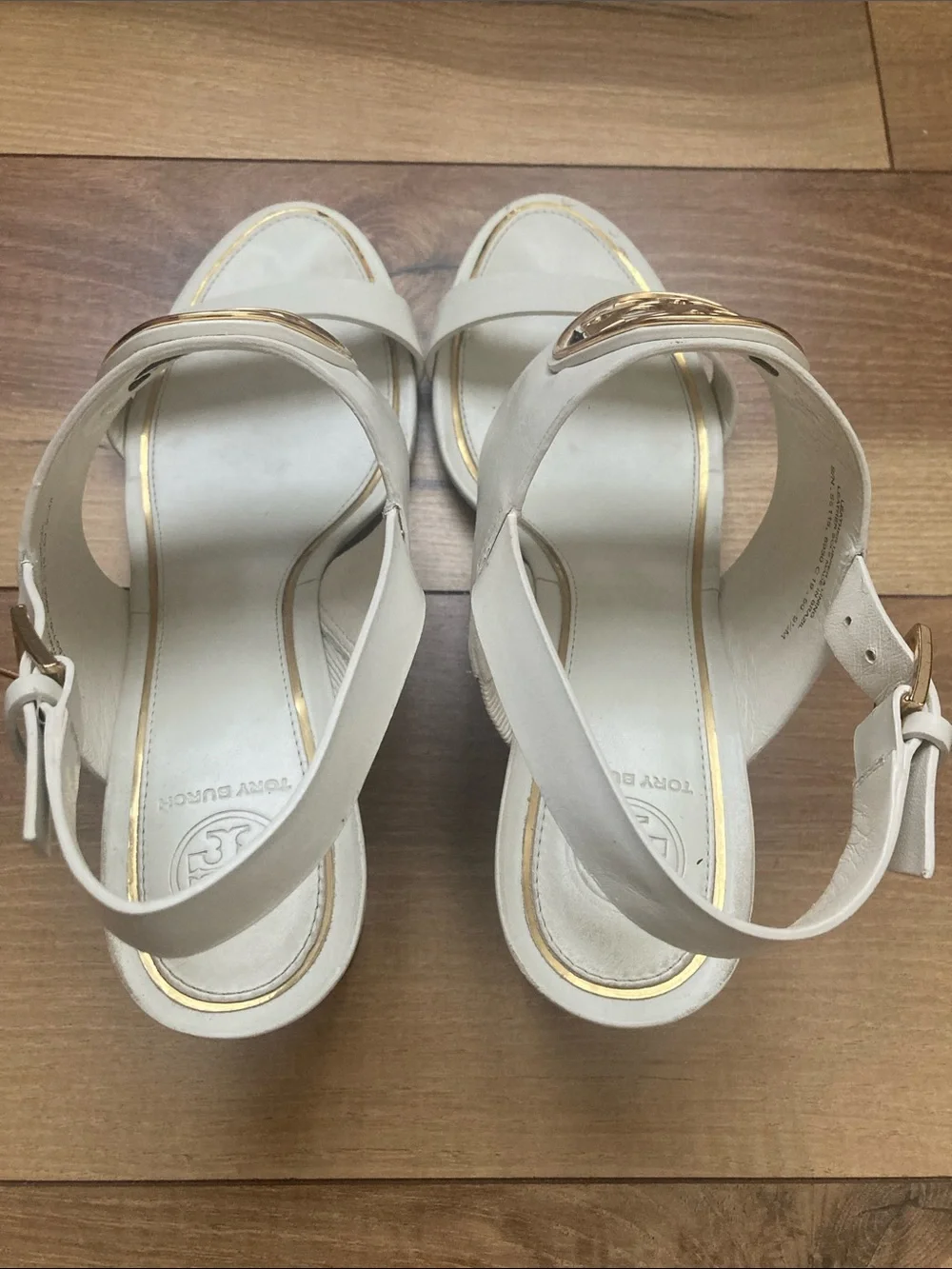 Tory Burch White Miller Wedge Sandals